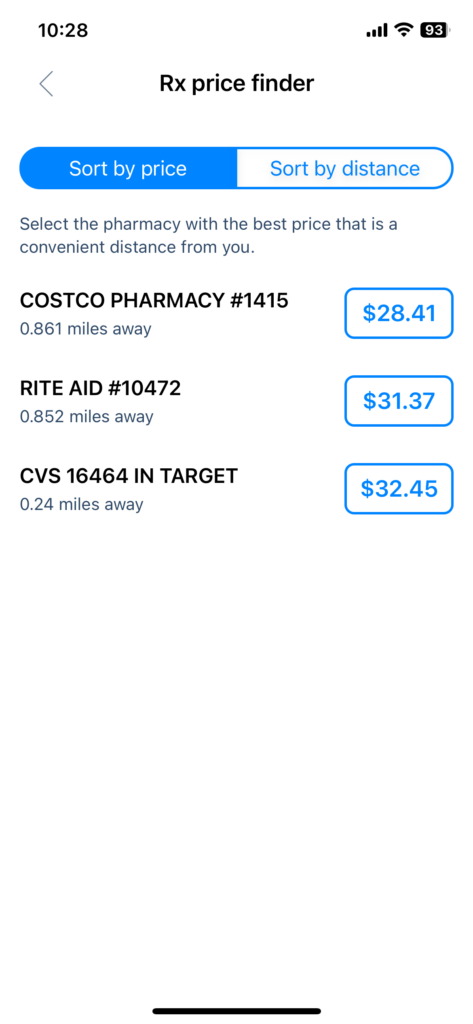 Using the prescription finder to find ED medication