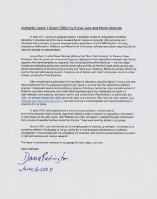 Lot #4025 Apple-1 Computer from Apple Employee Dana Redington - From the 'Trade-In' Pile in Steve Jobs' Office, Gifted by Jobs and Woz to Apple's First Applications Engineer - Image 12
