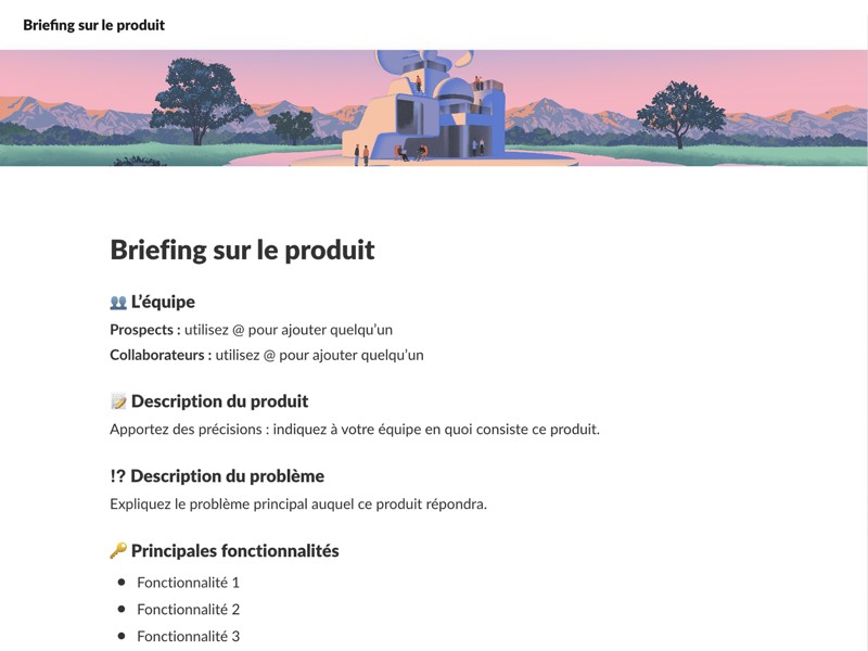 Définissez les objectifs du produit, la description du problème et la stratégie globale.