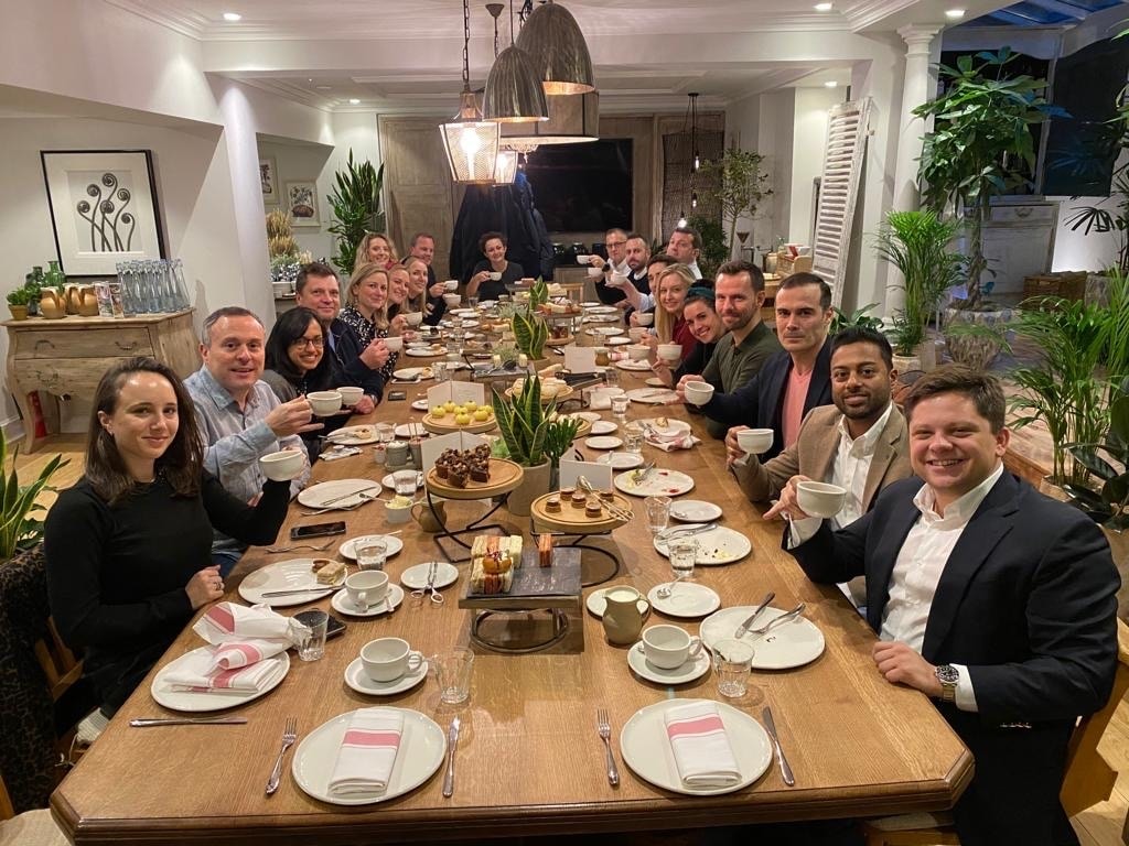 The Slack London office takes a break to enjoy afternoon tea