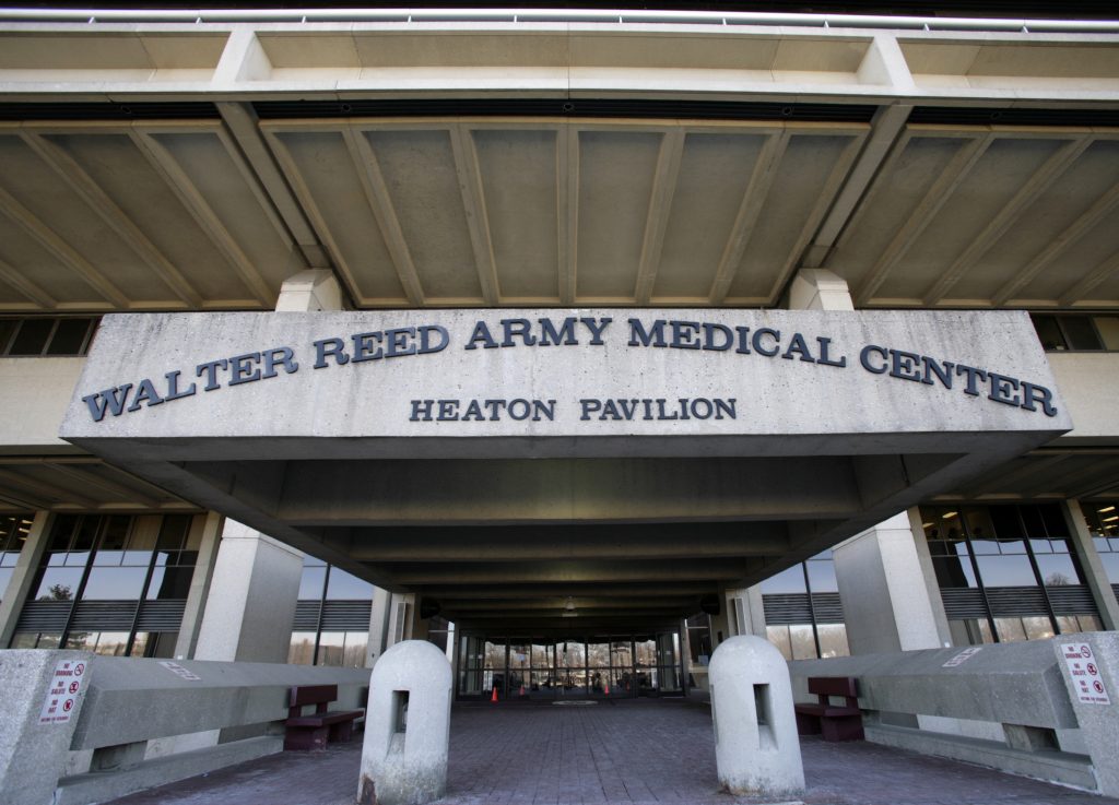 A general view shows the main entrance of Walter Reed Army Medical Center in Washington February 9, 2007. Photo by Yuri Gr...