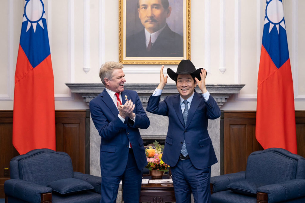 Taiwan's President Lai Ching-te meets with Michael McCaul, the U.S. Republican chair of the House Foreign Affairs Committe...