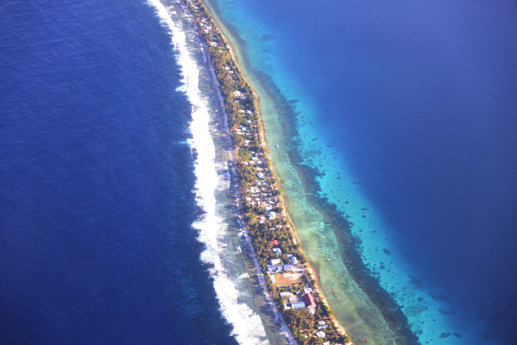 Aerial view of Funafuti, Tuvalu’s most populous island