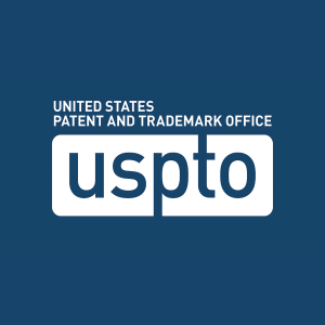 USPTO 徽标。文字：美国专利商标局。