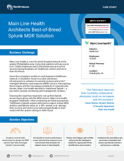 Elevating Security Standards: Main Line Health's MDR Architecture