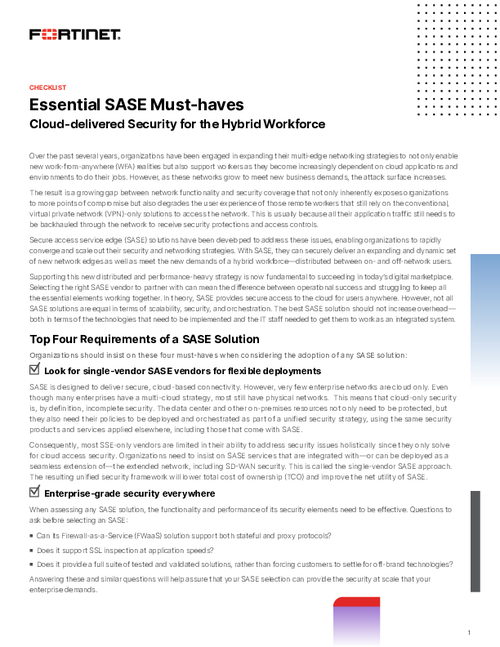 Essential SASE Must-haves: Cloud-delivered Security for the Hybrid Workforce  
