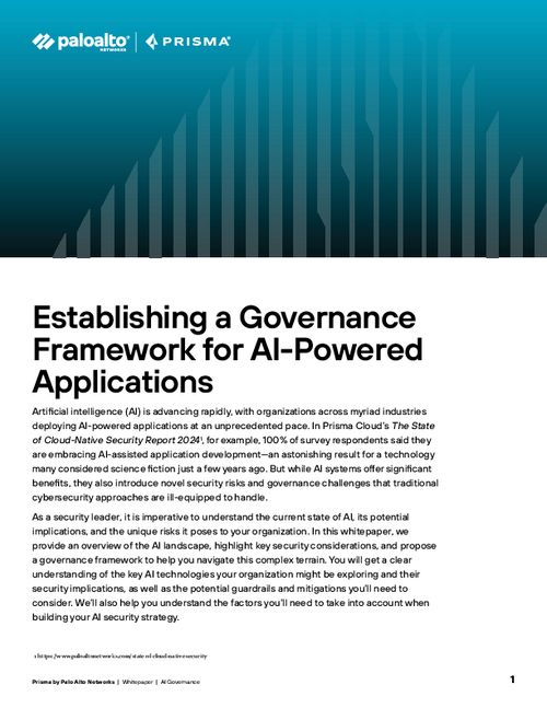 Establishing a Governance Framework for AI-Powered Applications