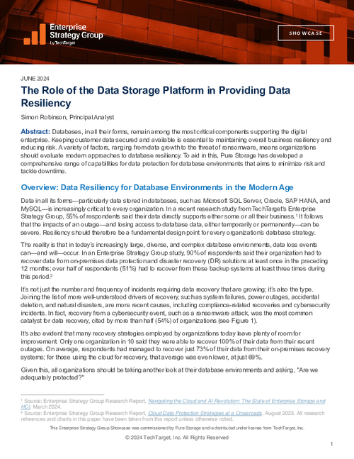 The Role of the Data Storage Platform in Providing Data Resiliency