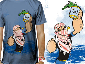 Popeyes the sailor man veiled with arabic scarf  | T-shirt Design by Voltage Gated