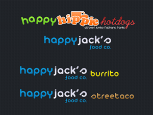 Logo-Design von HexSeven Designs für Happy Hippie Hotdogs / Happy Jacks Food Co.  | Design #293876