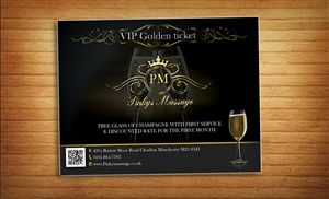 Pinkys VIP Golden Ticket postcard design | Postcard Design by alessandroevge