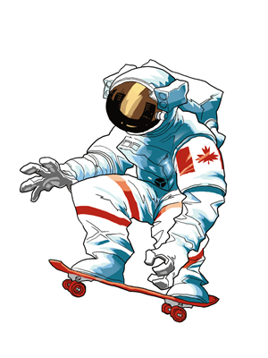 Official Colonel Chris Hadfield Skateboarding Spaceman T-Shirt | Graphic Design by Mohsart