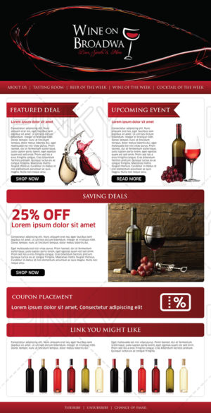 Wine On Broadway Email Template for Specials and Events | Newsletter-Design von Pinky 