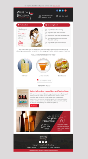 Wine On Broadway Email Template for Specials and Events | Newsletter-Design von Dabashes Adhikery