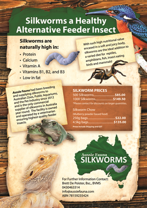 Flyer Silkworms For Sale  as a Healthy Feeder Insect | Flyer-Design von earldesigns