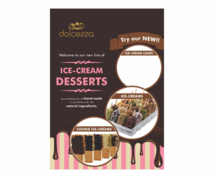 A4 Flyer to introduce new line of ice cream cakes and dessert in a bakery shop | Flyer Design by Cut and Glue