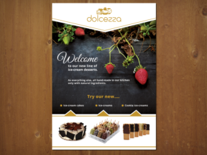 A4 Flyer to introduce new line of ice cream cakes and dessert in a bakery shop | Flyer Design by MNM