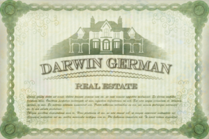 Stock Certificate custom designed for real estate company | Print Design by GeorgeB