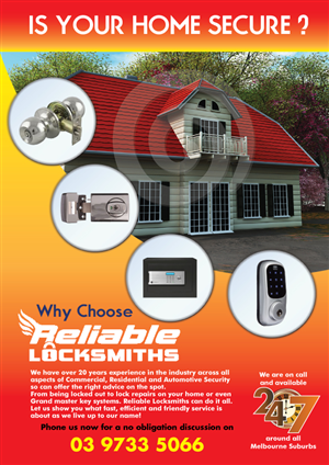 Flyer Design by Black Stallions Impressive Solutions for reliable locksmiths | Design #1843726