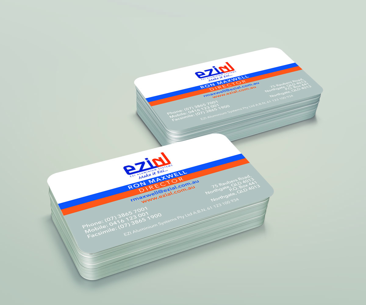 Business Card Design by R M for Ezi Aluminium Systems Pty Ltd  | Design #7431095