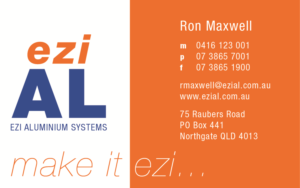 Business Card Design by LuCee2 for Ezi Aluminium Systems Pty Ltd  | Design #7458826