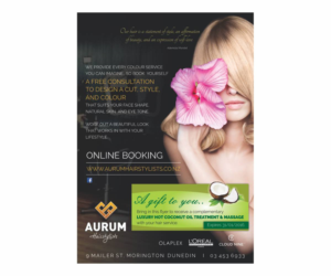 Aurum Hairstylists Promo Flyer | Flyer-Design von Cut and Glue