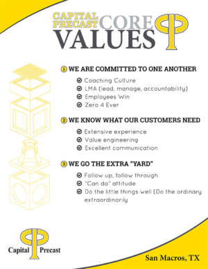 Design Capital Precast Core Values | Graphic Design by Expert Designer