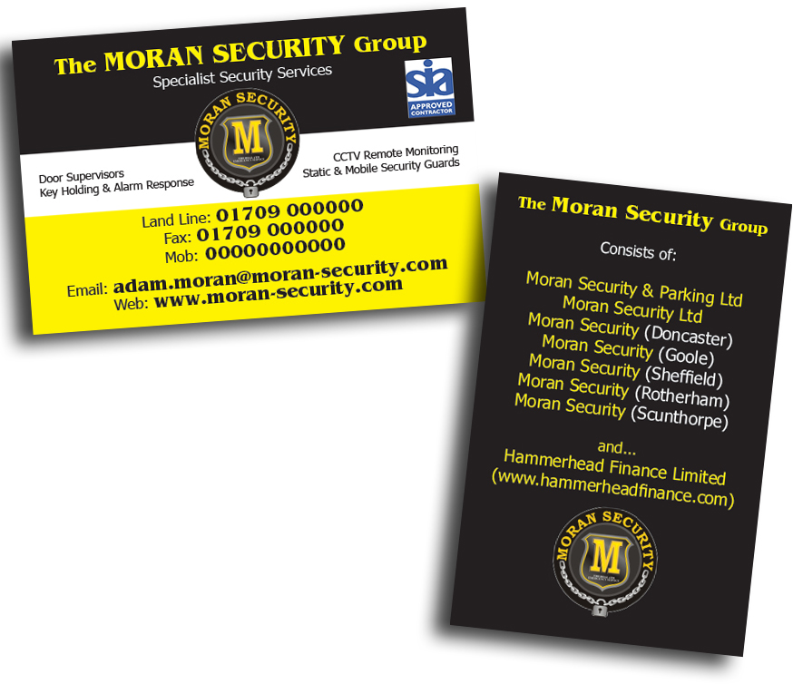 Visitenkarten-Design von Kings Bishop Design für Moran Security Ltd | Design #395864