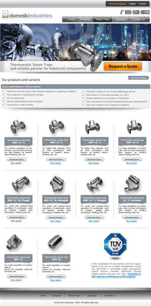 New website design for a steam trap company | Web Design by amberegg