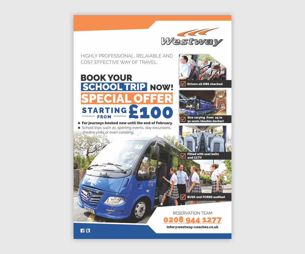 Brochure Design by Cut and Glue for Westway Coach Services | Design #7995992