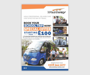 School Trip Special Offer, Book Coach travel before end of Feb from £100 | Brochure Design by Cut and Glue