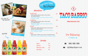 Taco Barrio, Mexican Restaurant Menu | Menu Design by aniep