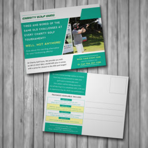 Charity Golf Guns promotional cards (rack card) | Postkarten-Design von Madin