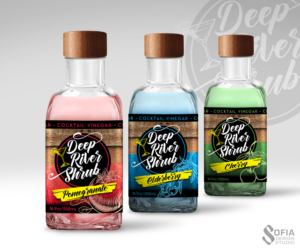 Bottle label for a drinking or cocktail vinegar called Deep River Shrub | Etikett-Design von SofiaDesignStudio