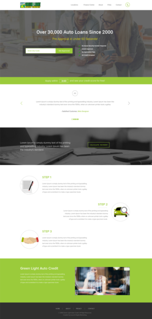 Green Light Auto Credit Home Page | Web Design by Vikram M