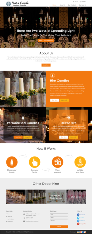 Rent a Candle | Web-Design von Sbss