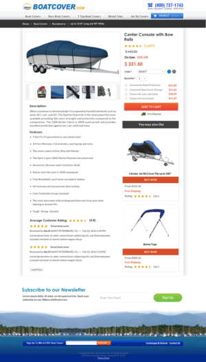 Product Description page for Boatcover.com, References here just need a clean up redesign | Web Design by Sbss