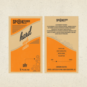 Hipster Hard Apple Cider - Bike / Gear / Cog Themed Label | Verpackungs-Design von Tegridy Studio