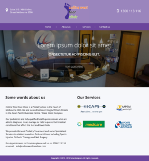 Web Design by Angel for Collins West Foot Clinic | Design #11642775