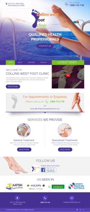 Web Design by rightway for Collins West Foot Clinic | Design: #11645309