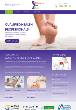 Web Design by rightway for Collins West Foot Clinic | Design: #11645356