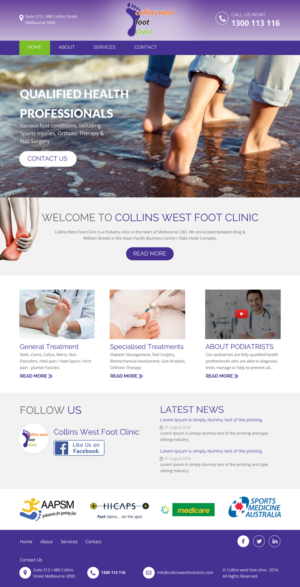 Web Design by rightway for Collins West Foot Clinic | Design: #11645368