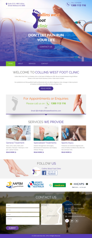 Web Design by rightway for Collins West Foot Clinic | Design: #11655782