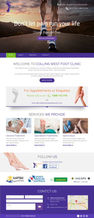 Web Design by rightway for Collins West Foot Clinic | Design: #11655785