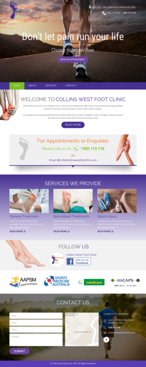 Web Design by rightway for Collins West Foot Clinic | Design: #11659816