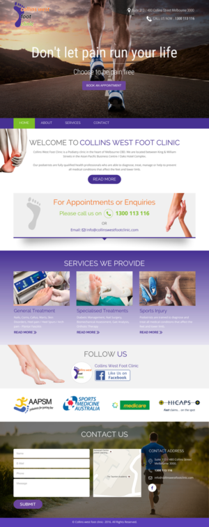 Web Design by rightway for Collins West Foot Clinic | Design: #11708030