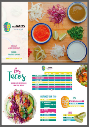 Menu Design for a hip Taco Bar | Menu Design by PONIES AND ALIENS