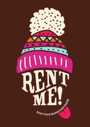 Bus Shelter Poster Christmas themed and reads RENT ME | Poster Design by Get Designed