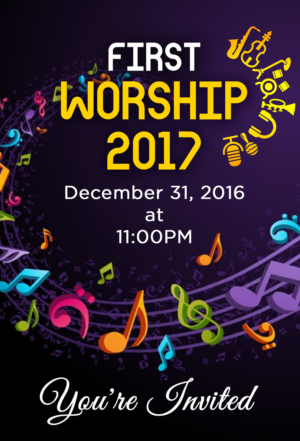 First Worship 2017 (an advertisement for a  musical  Christian presentation) | Postkarten-Design von creative.SB