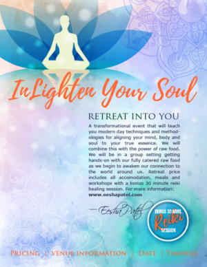 Flyer for spiritual retreat (yoga, meditation, reiki, raw food) | Flyer-Design von Hues Designs